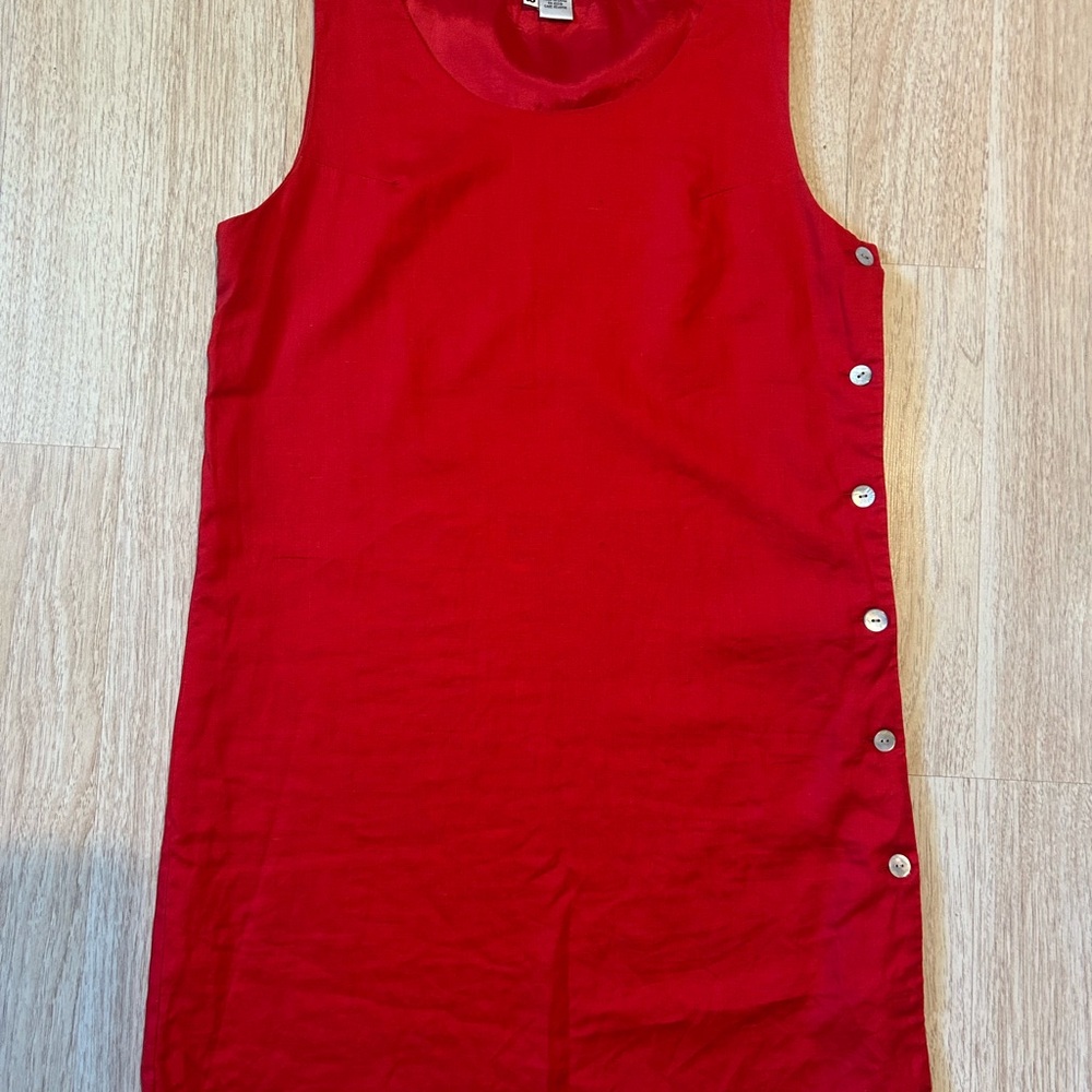 Rafaella Red Linen Button-Detail Dress ❤️ | Size 10